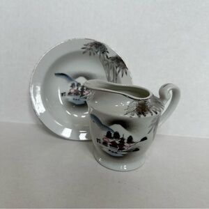 Vintage Kutani china creamer pitcher and saucer